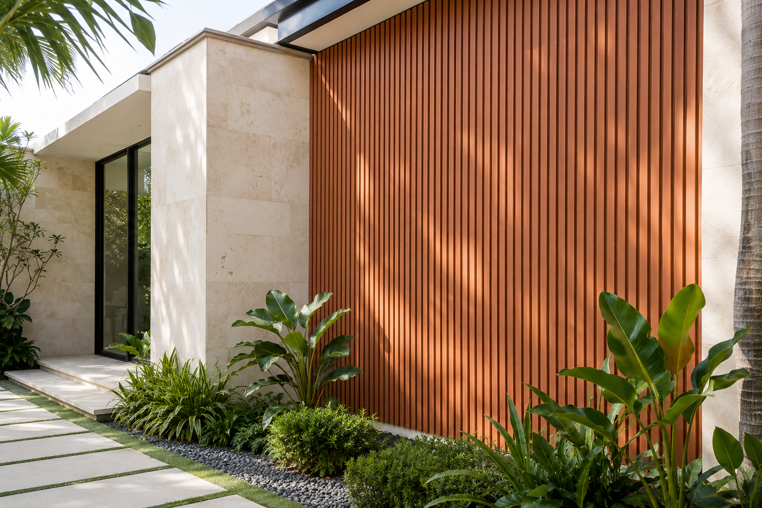 WPC outdoor untuk fasad rumah